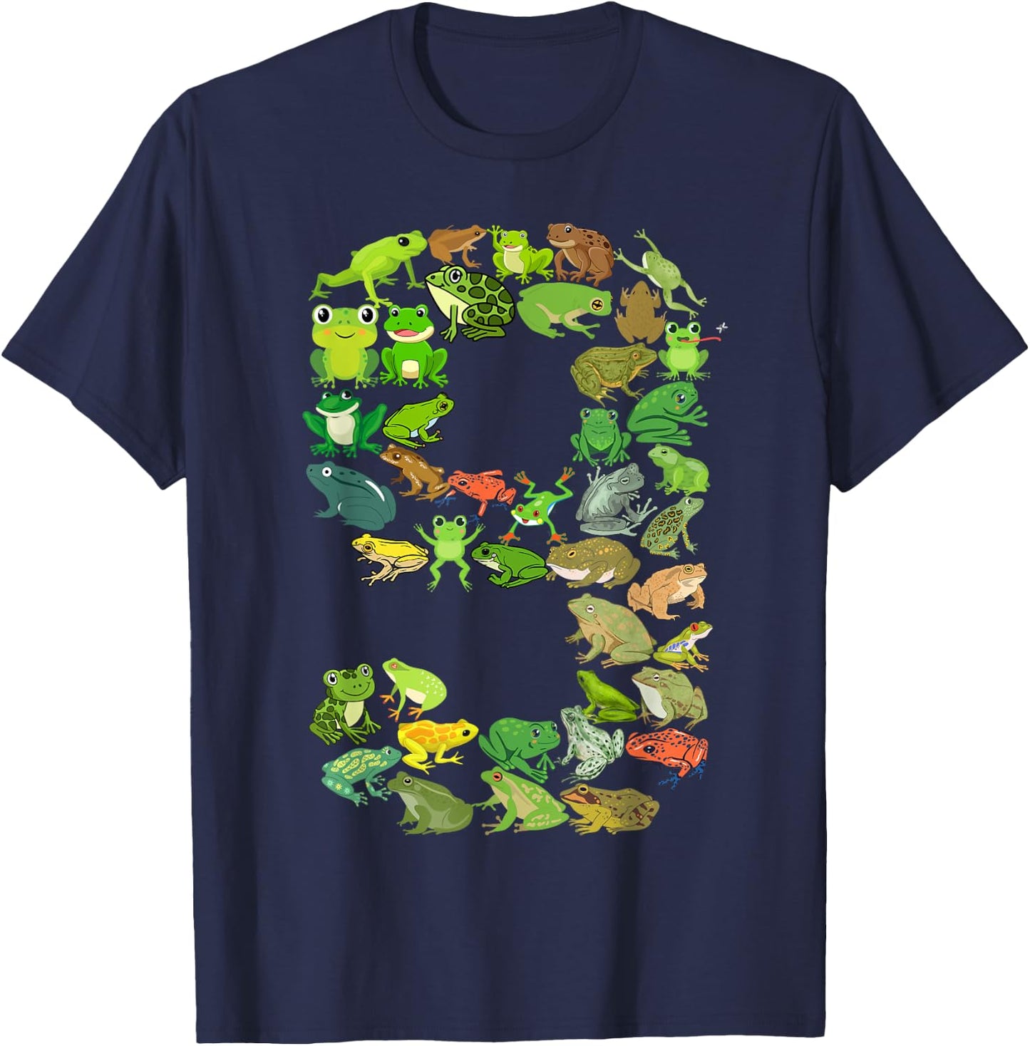 Cute 9th Birthday Frog Themed 9 Year Old Kids Frog Lover T-Shirt - T-Shirt | Navy