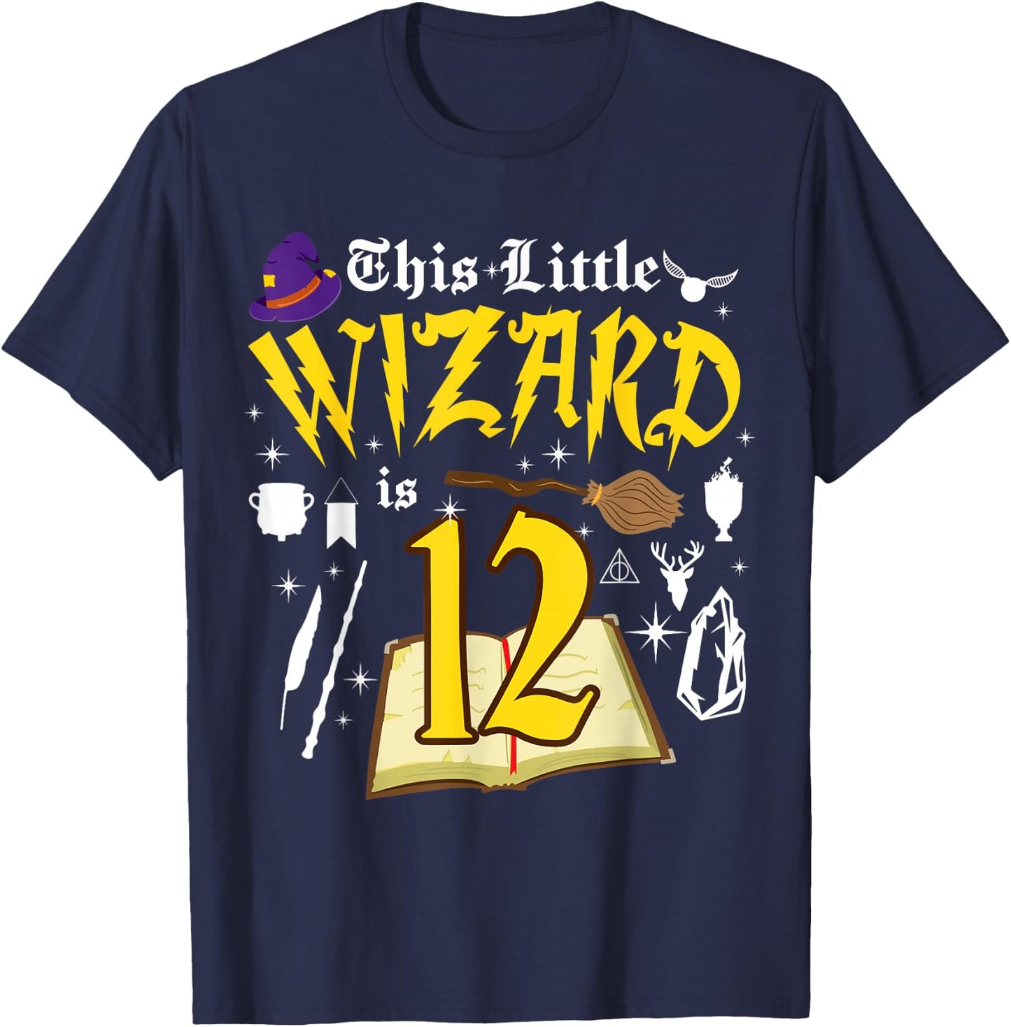 12th Birthday Wizard Magic 12 Year Old Funny B-Day Matching T-Shirt - T-Shirt | Navy
