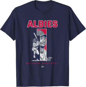 Number and Portrait Ozzie Albies Atlanta MLBPA T-Shirt - T-Shirt | Navy