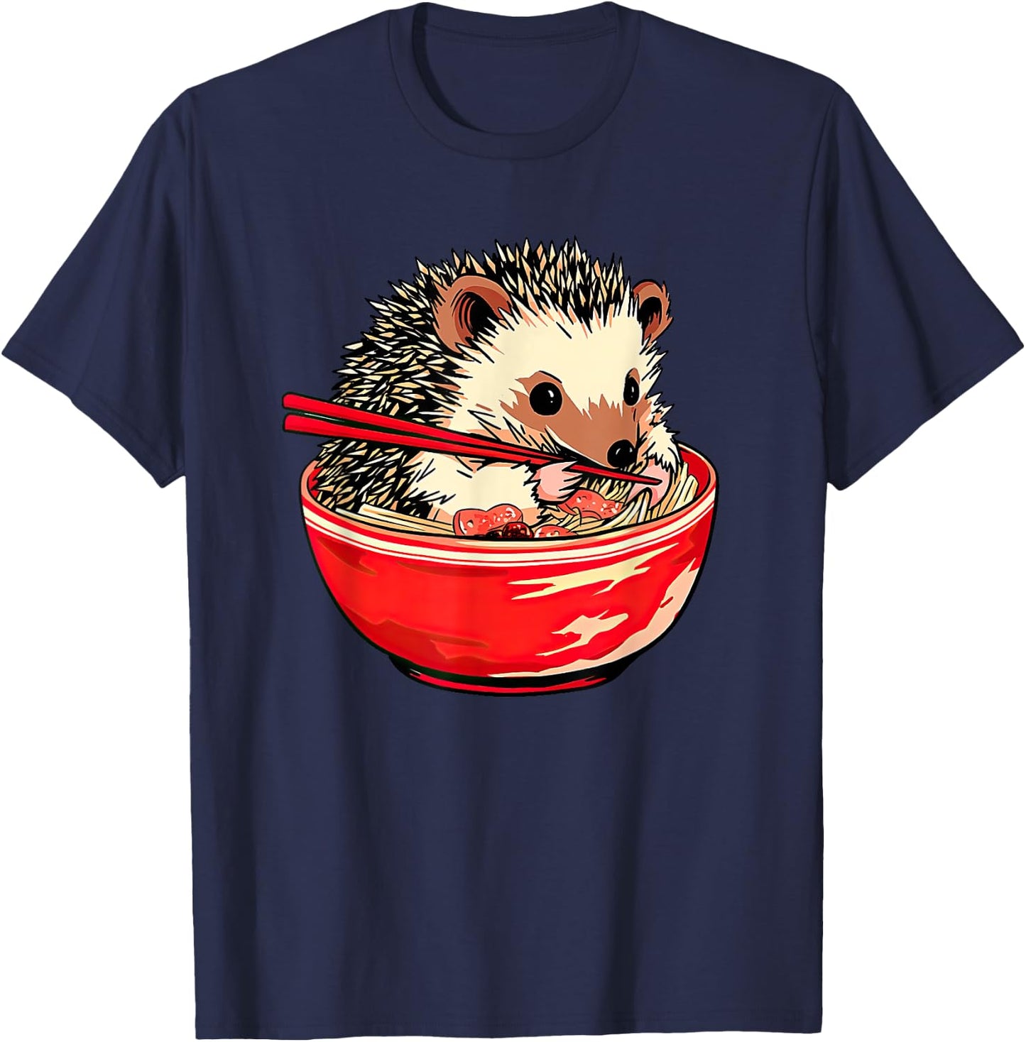 Hedgehog Ramen Funny Pet Japanese Food T-Shirt - T-Shirt | Navy