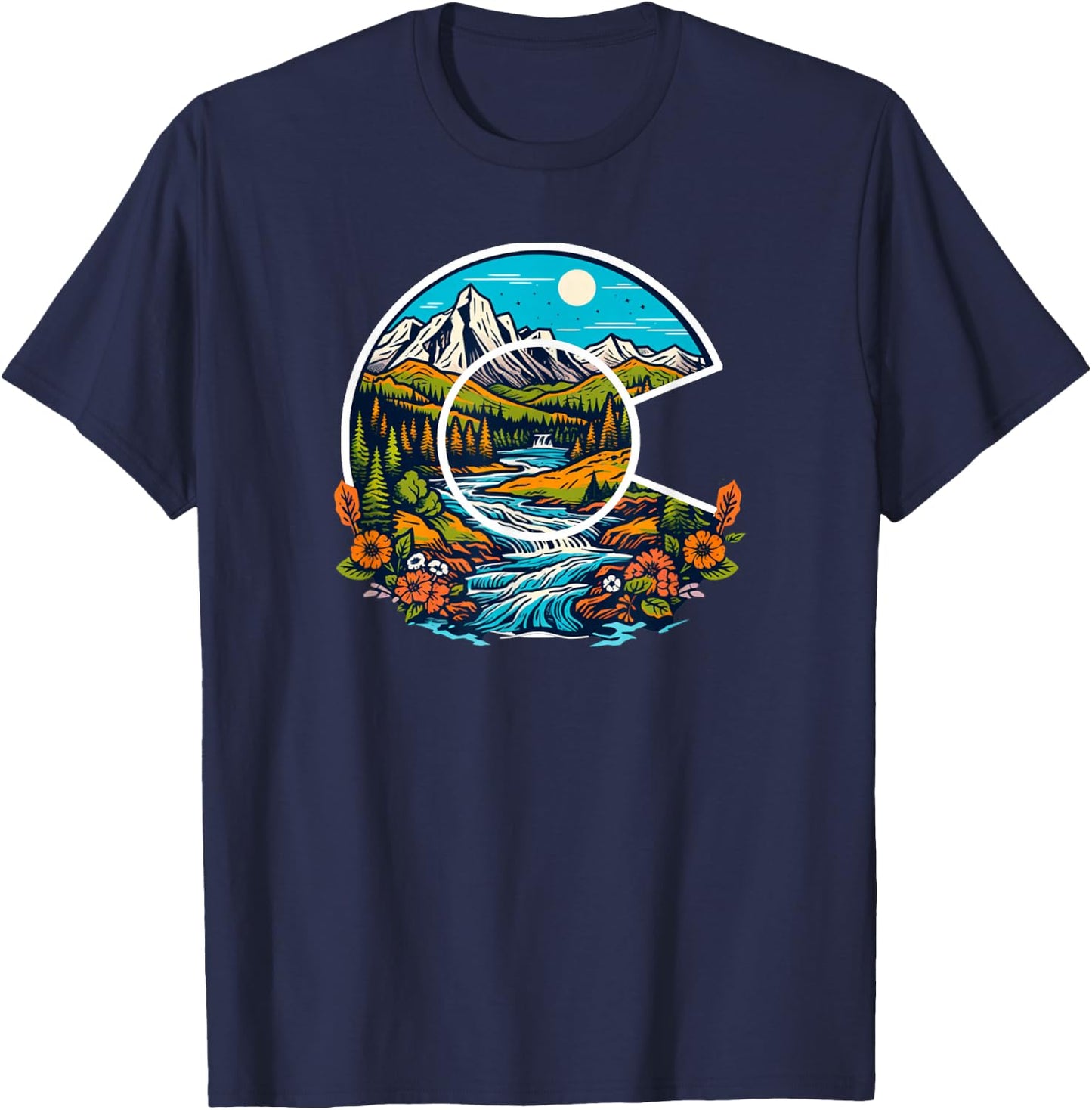 Colorado Outdoor Adventure Colorado Art T-Shirt - T-Shirt | Navy