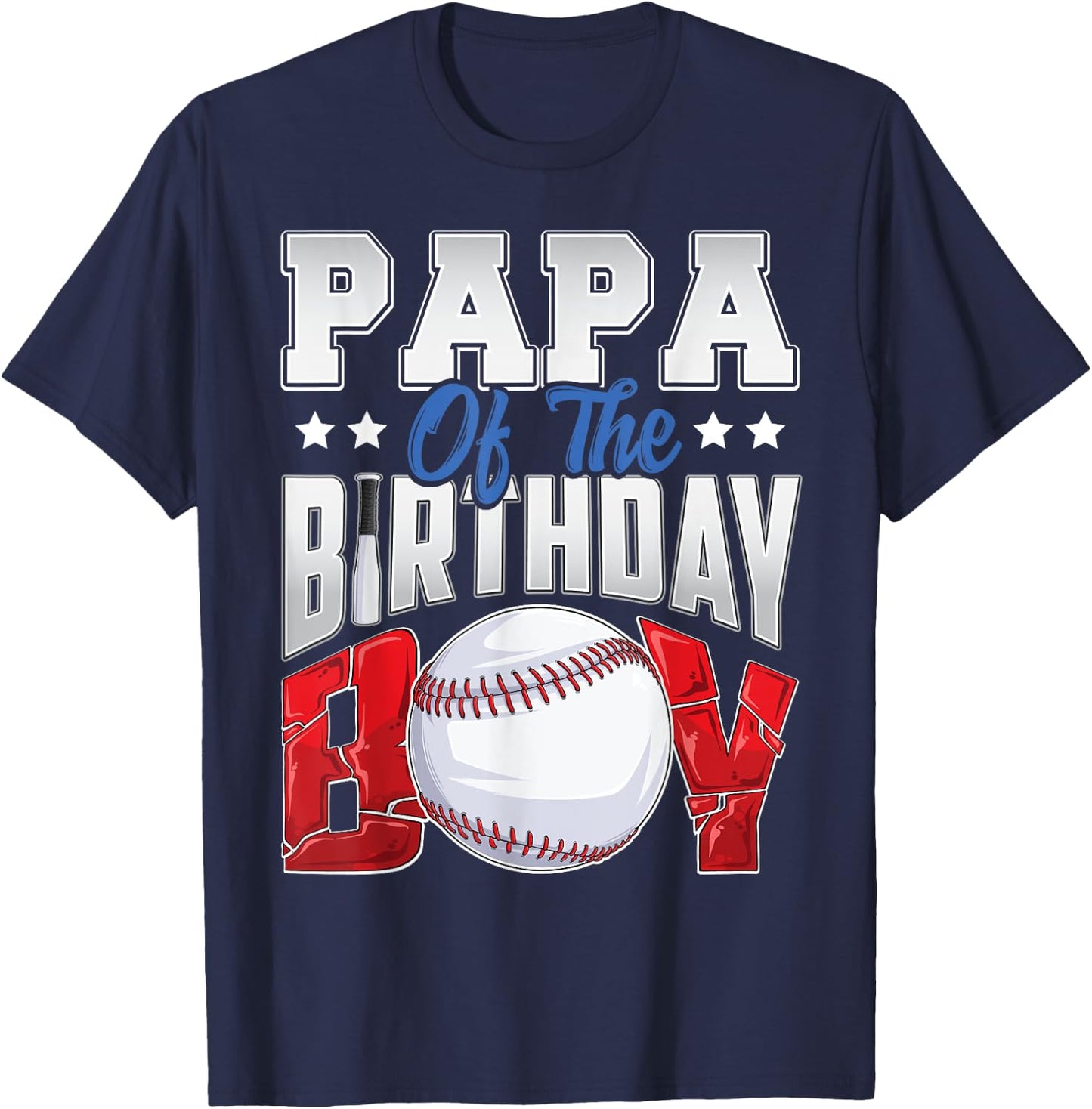 Papa Baseball birthday Boy Family Baller b-day Party T-Shirt - T-Shirt | Navy