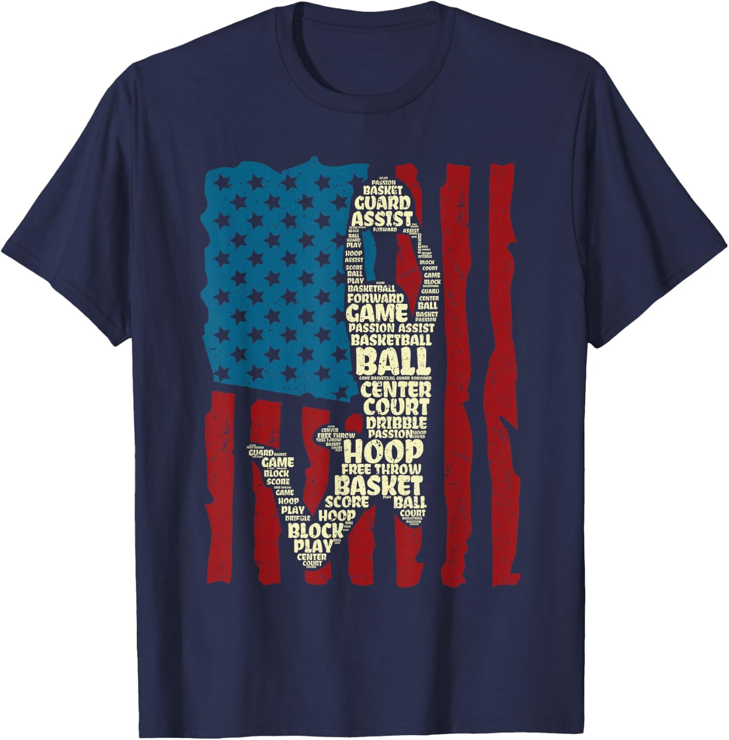 Basketball Men Boys T-Shirt - T-Shirt | Navy