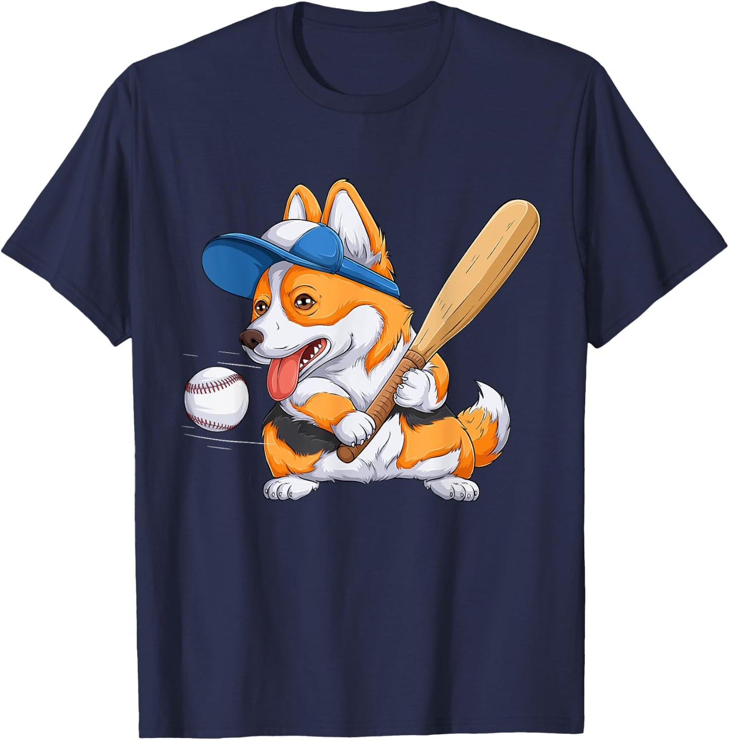 Corgi puppy Corgi baseball for Pet Lovers Women men Kids T-Shirt - T-Shirt | Navy