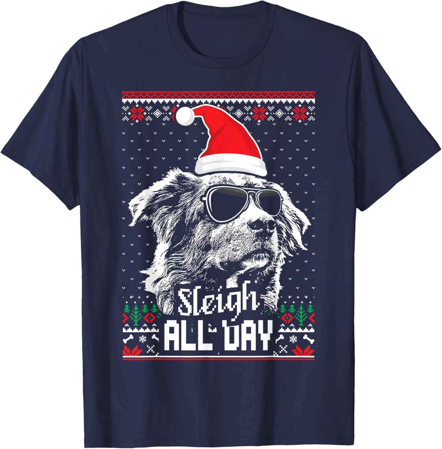 Sleigh all Day Funny Aussie Christmas T-Shirt - T-Shirt | Navy