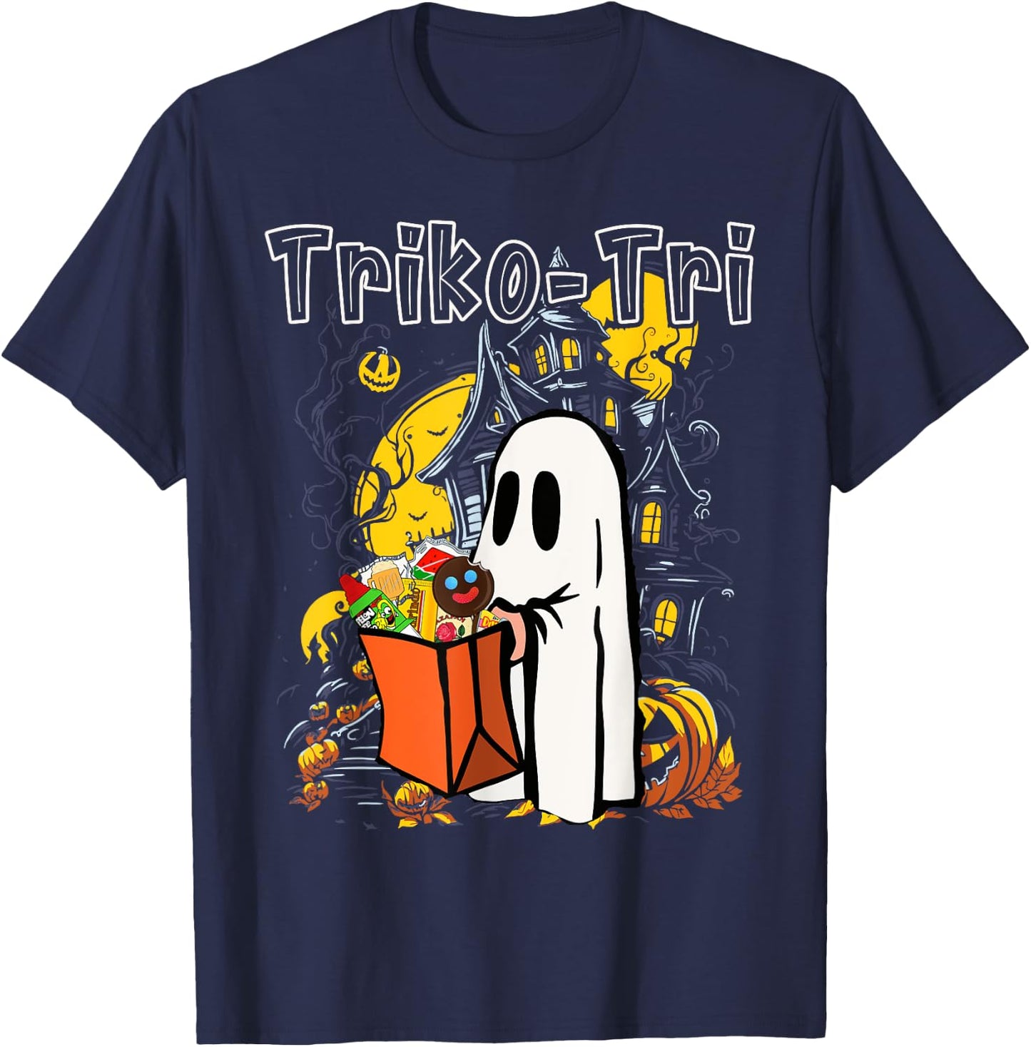 Triko-tri Funny Spanish Halloween T-Shirt - T-Shirt | Navy