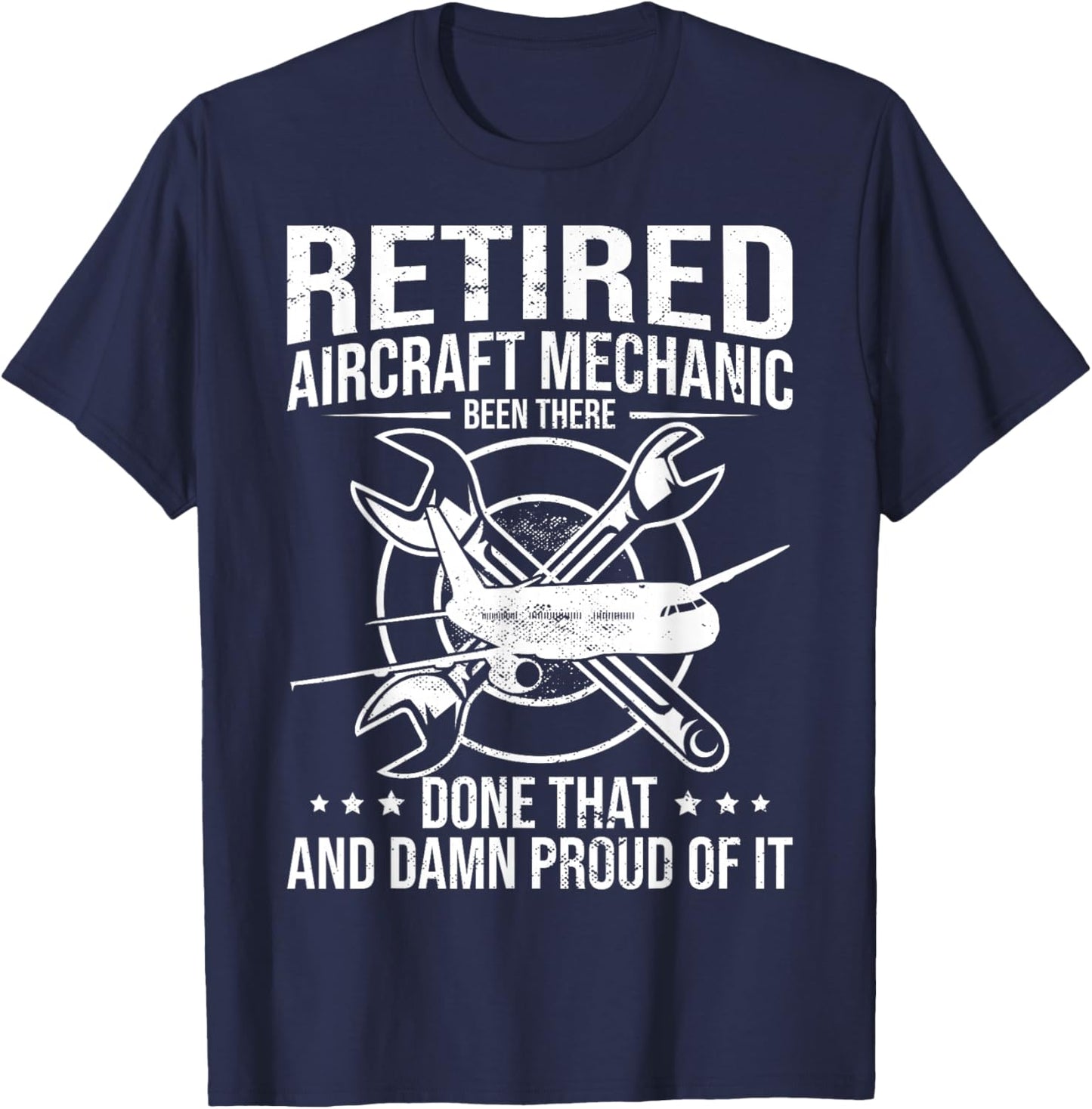 Retired Aircraft Mechanic Airplane Maintenance Technician T-Shirt - T-Shirt | Navy