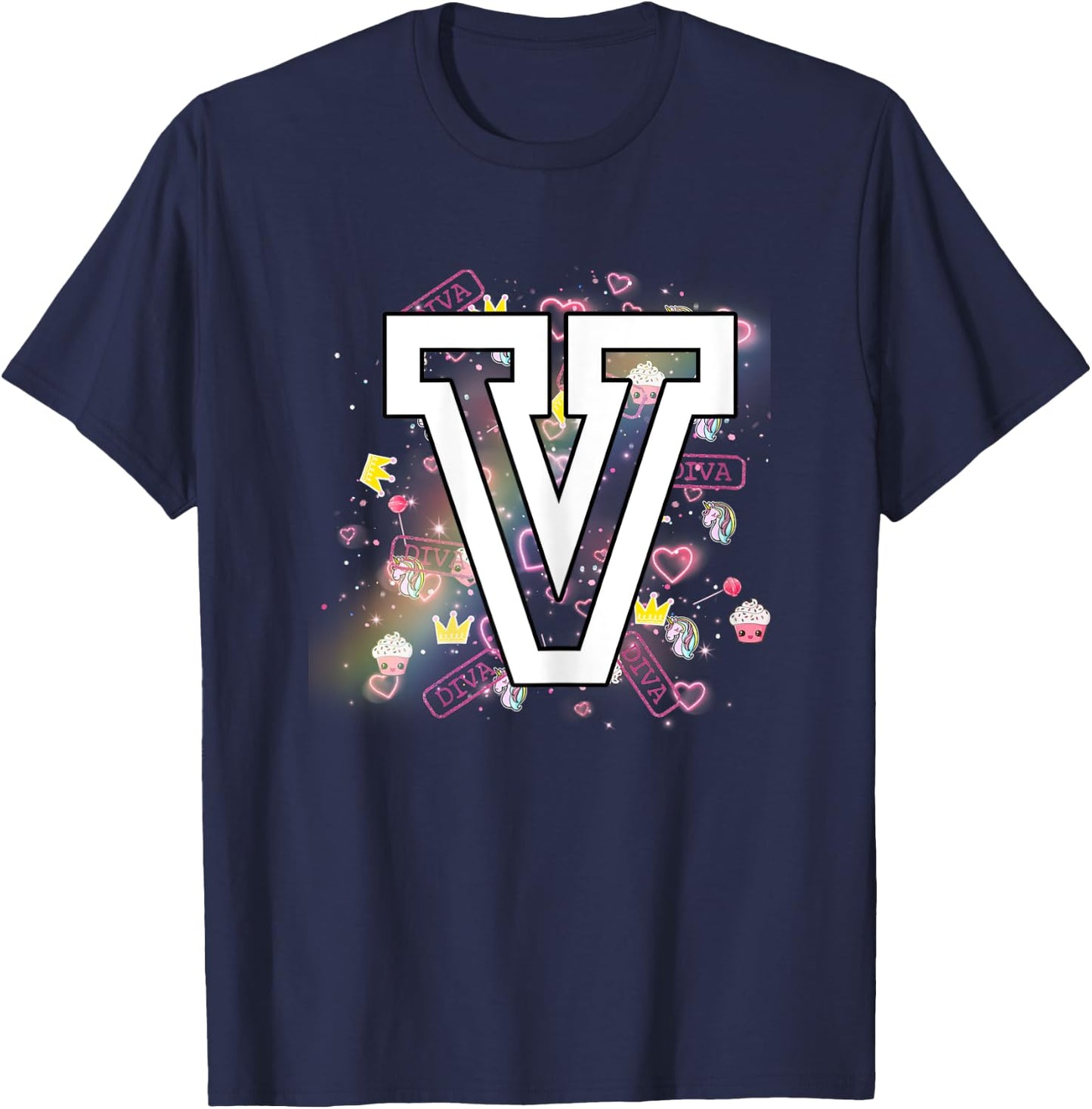 Kids Letter V Clothing For a Girl Who's Name Starts With V T-Shirt - T-Shirt | Navy