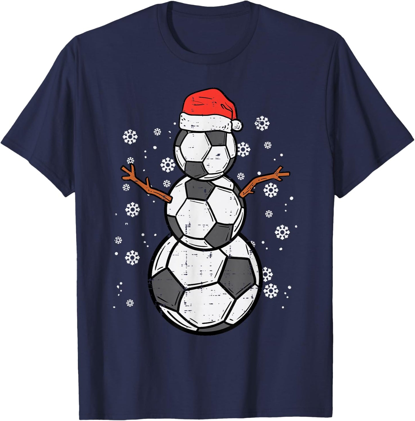 Soccer Snowman Xmas Christmas Sports Boys Girls Men Women T-Shirt - T-Shirt | Navy