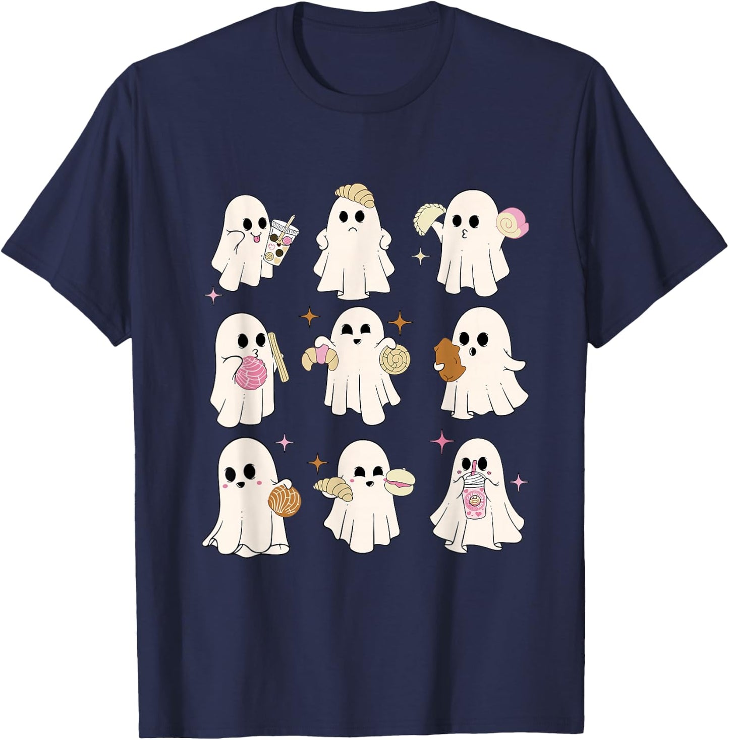 Cute Ghost Pantasmas Latina Halloween Mexican Spooky Conchas T-Shirt - T-Shirt | Navy