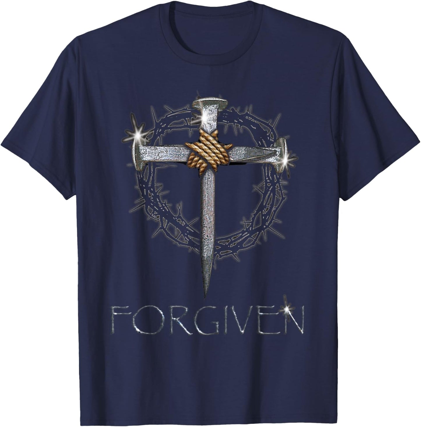 Forgiven - 3 nails + 1 cross = 4 given T-Shirt - T-Shirt | Navy
