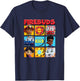 Disney Firebuds Happy Main Characters Panels Big Chest Logo T-Shirt - T-Shirt | Navy