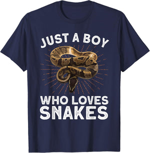 Funny Snake Art For Boys Kids Men Reptile Animal Snake Lover T-Shirt - T-Shirt | Navy