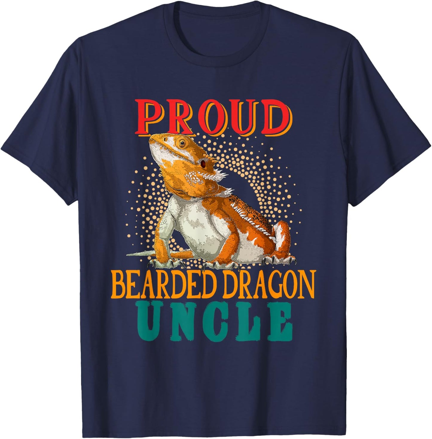 Vintage Proud Bearded Dragon Uncle Cute Bearded Dragon T-Shirt - T-Shirt | Navy