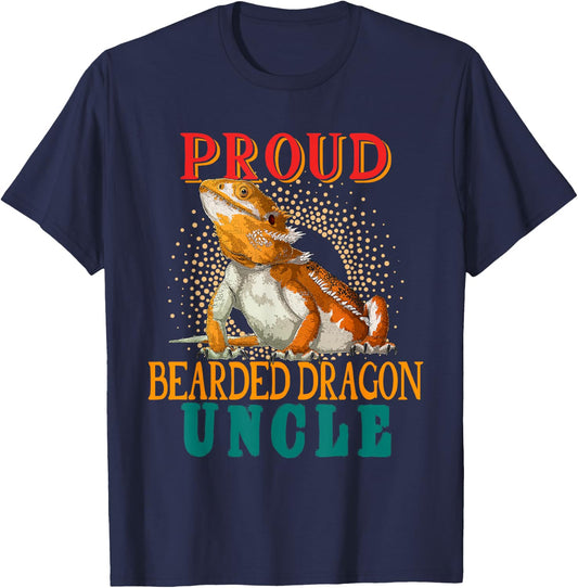 Vintage Proud Bearded Dragon Uncle Cute Bearded Dragon T-Shirt - T-Shirt | Navy