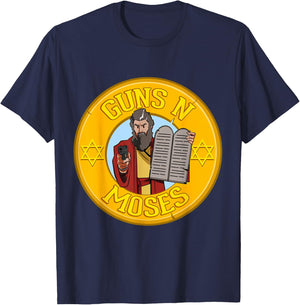 Guns N Moses Jewish Passover Pun Israeli Defense Force Army T-Shirt - T-Shirt | Navy