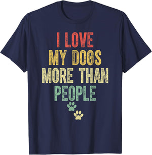 Funny I Love My Dog More Than People Vintage T-Shirt - T-Shirt | Navy