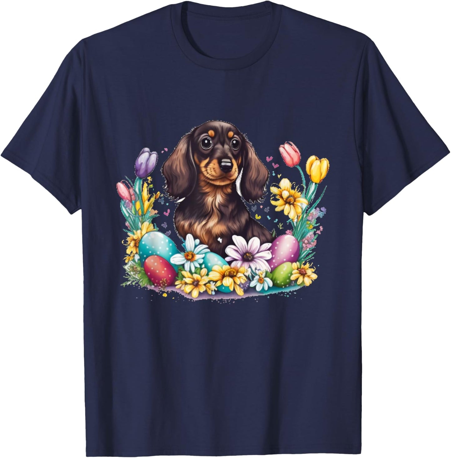Cute Dachshund Easter Day Wiener Weiner Easter Egg T-Shirt - T-Shirt | Navy