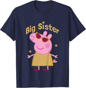 Peppa Pig Big Sister Sparkle Sunglasses Portrait T-Shirt - T-Shirt | Navy