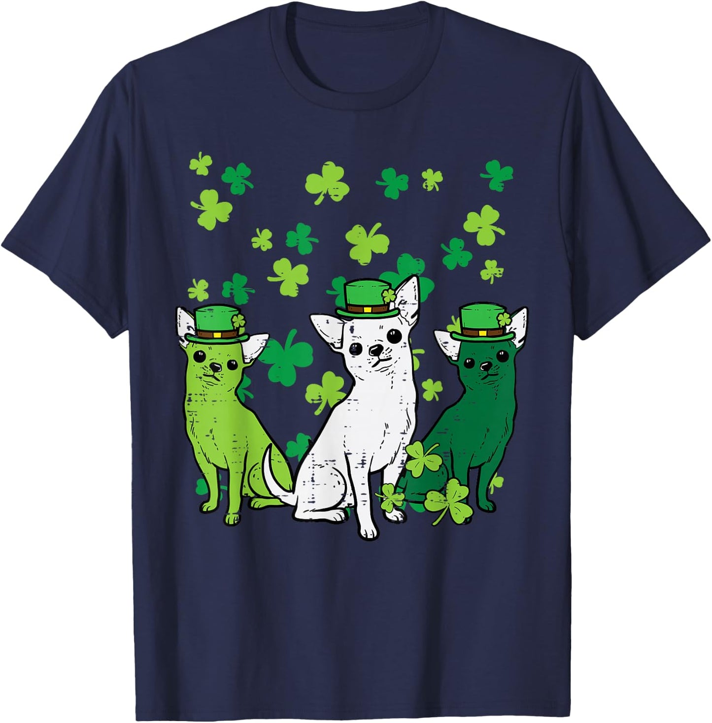 St Patricks Day Chihuahuas Dog Saint Paddys Men Women Kids T-Shirt - T-Shirt | Navy