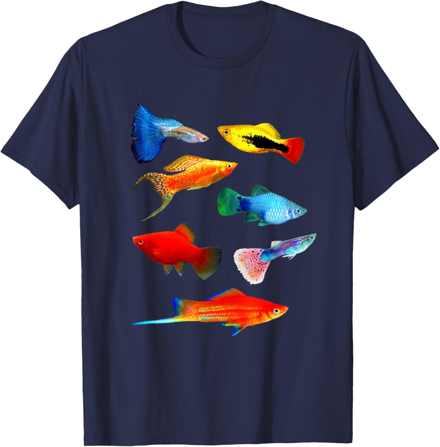Live Bearers Fish Mollies Swordtails Guppies Platy Fish T-Shirt - T-Shirt | Navy