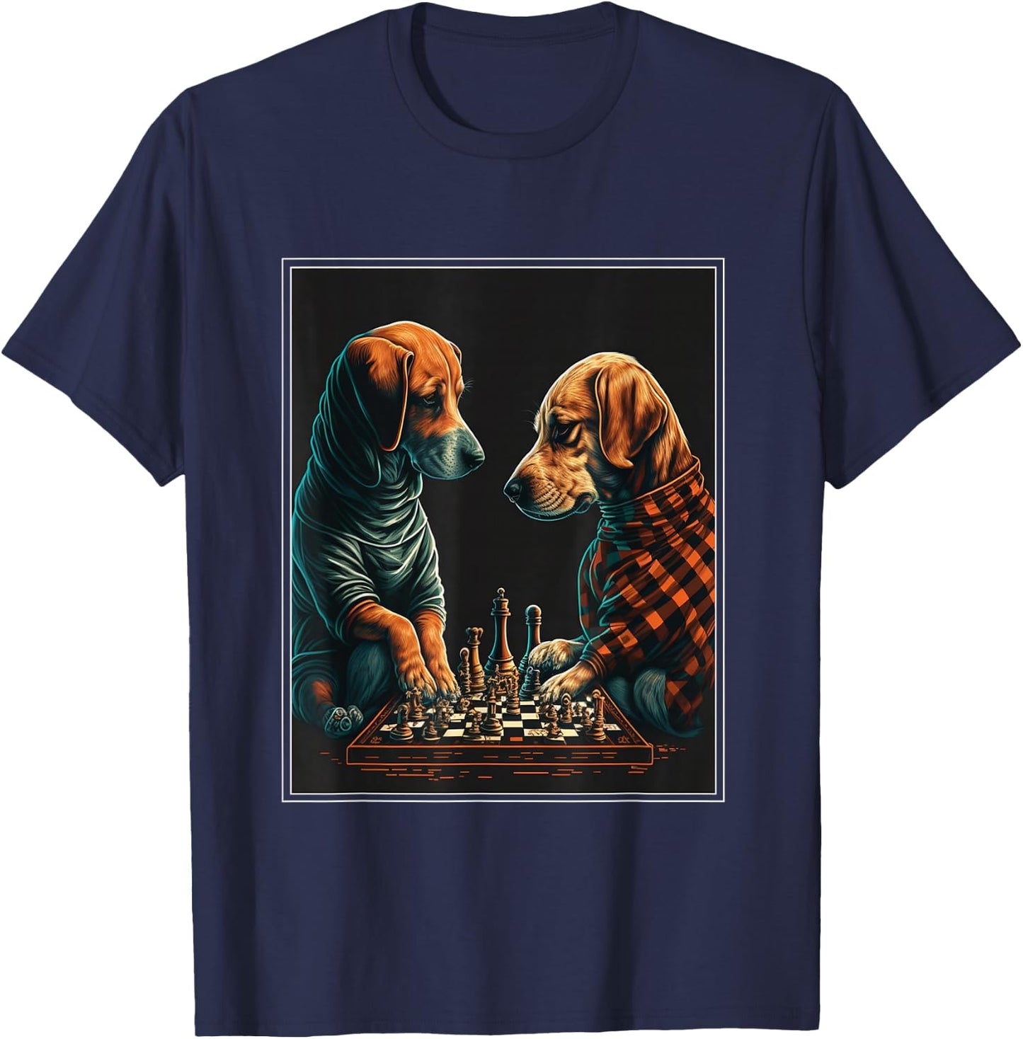Dog Labrador Chess Player Lady King T-Shirt - T-Shirt | Navy