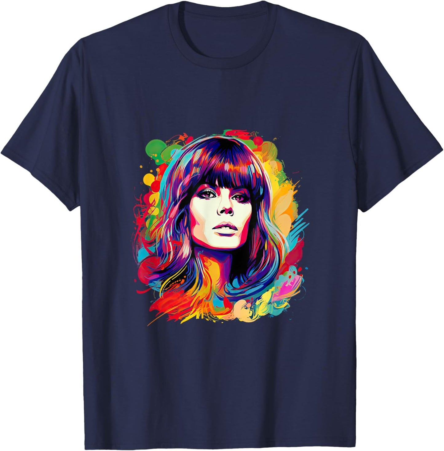 Soulful Serenade: Isometric Art of Astrud Gilberto T-Shirt - T-Shirt | Navy