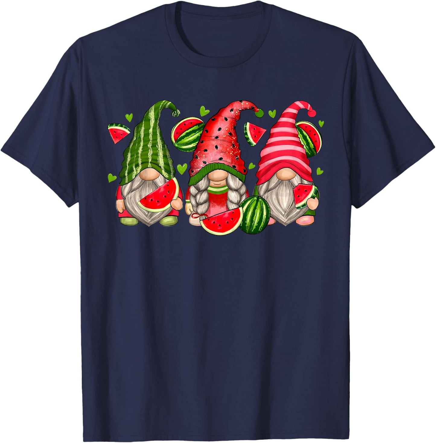 Cute Tropical Watermelon Gnomes Gnomies Summer Vacation Kids T-Shirt - T-Shirt | Navy