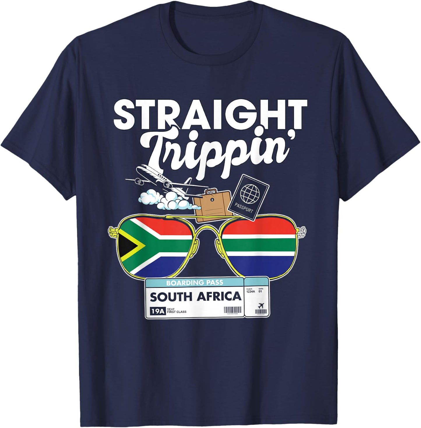 Straight Trippin' South Africa Vacation Tour Travel Trip T-Shirt - T-Shirt | Navy