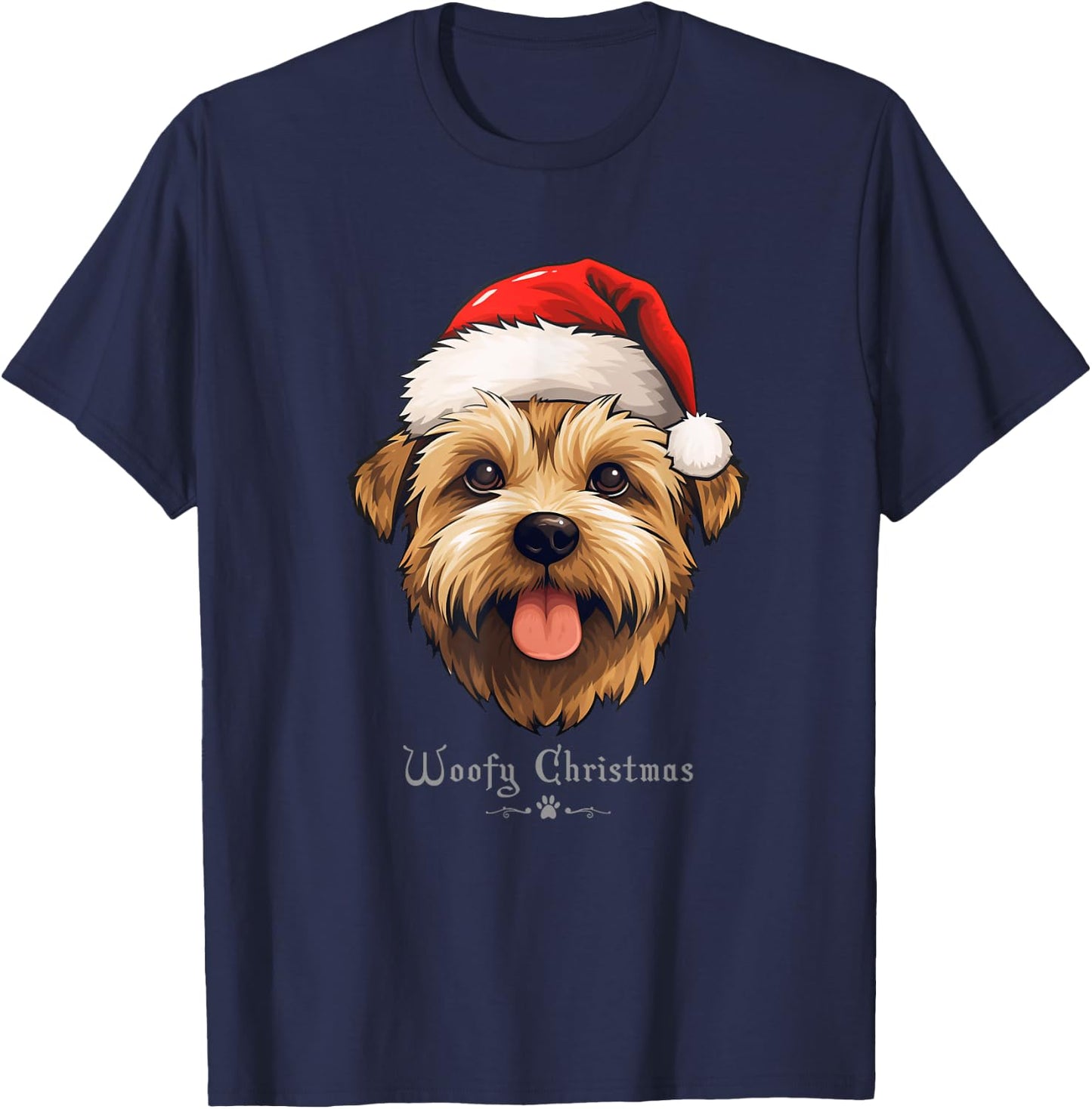 Norfolk Terrier Dog Funny Woofy Christmas Simple Design T-Shirt - T-Shirt | Navy