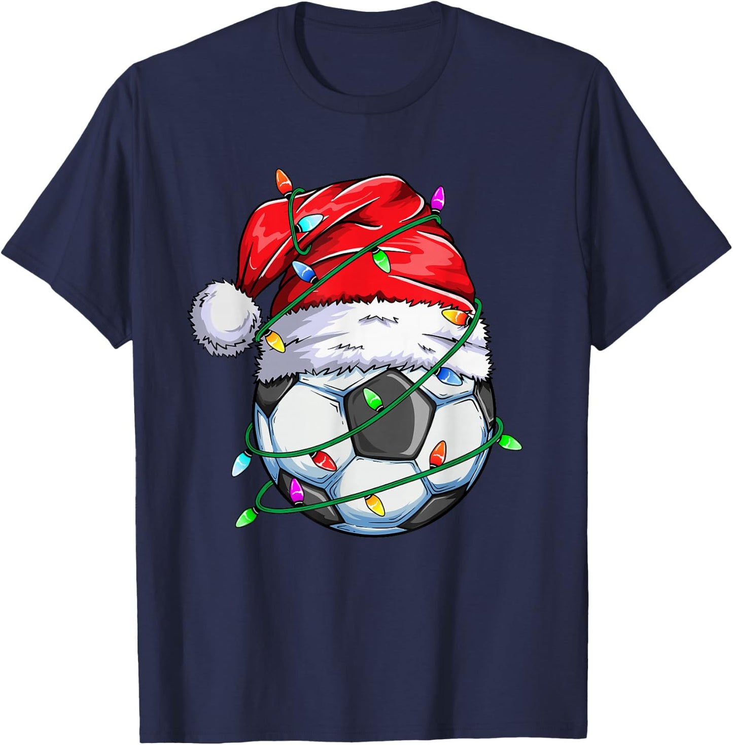 Santa Soccer Ball Sports Design- Christmas Soccer Player T-Shirt - T-Shirt | Navy