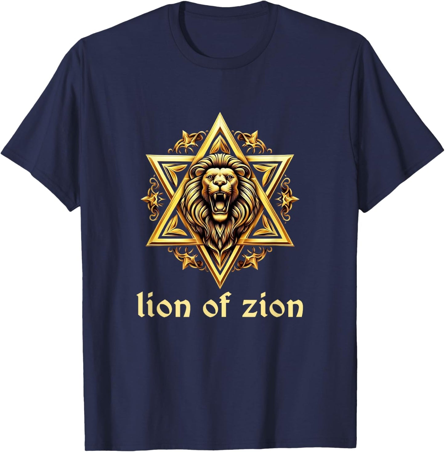 Lion of Zion Lion Of Judah Star Of David Jamaica Rasta T-Shirt - T-Shirt | Navy