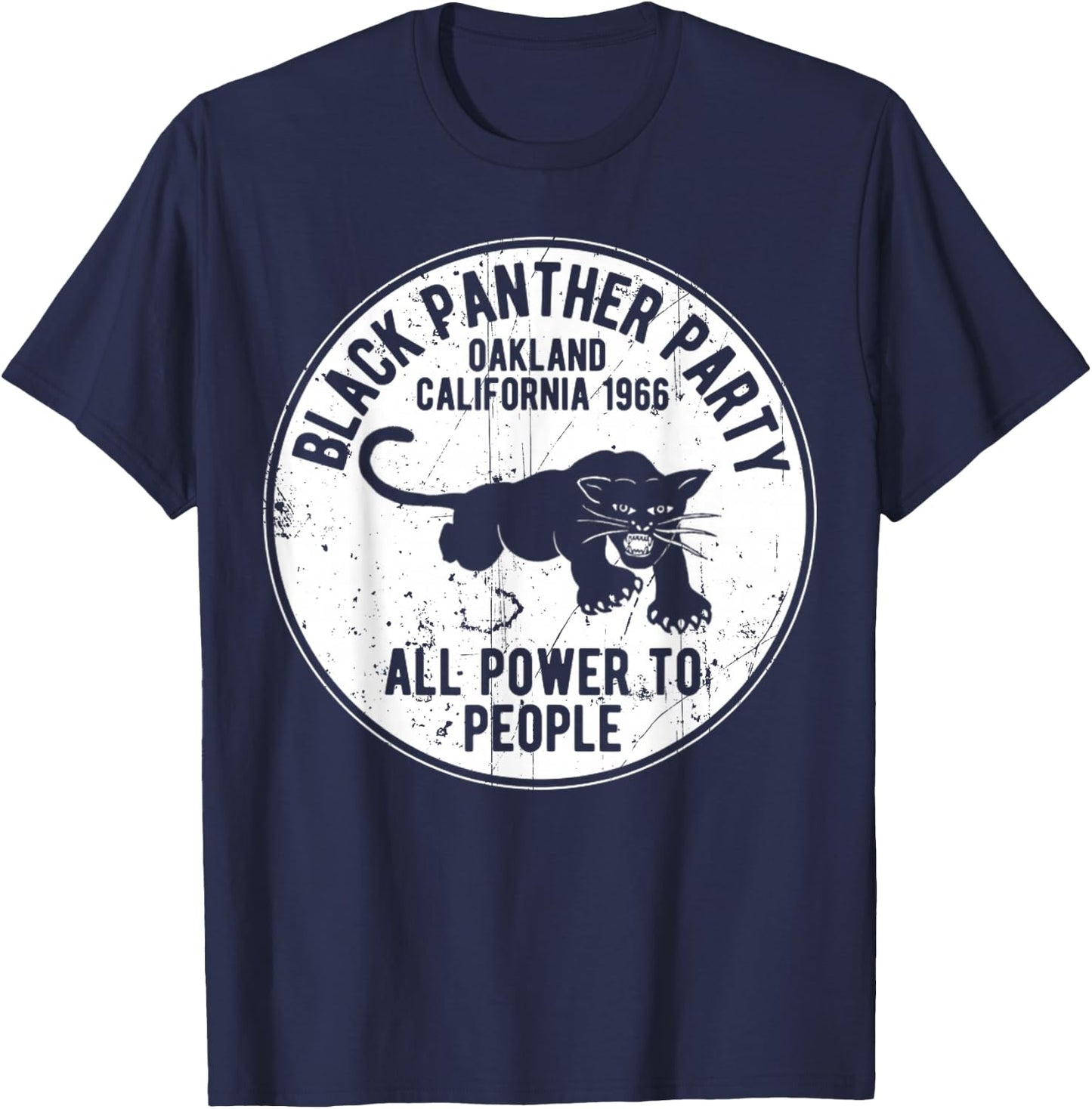 Oakland California 1966 Black Panther Party Distressed T-Shirt - T-Shirt | Navy