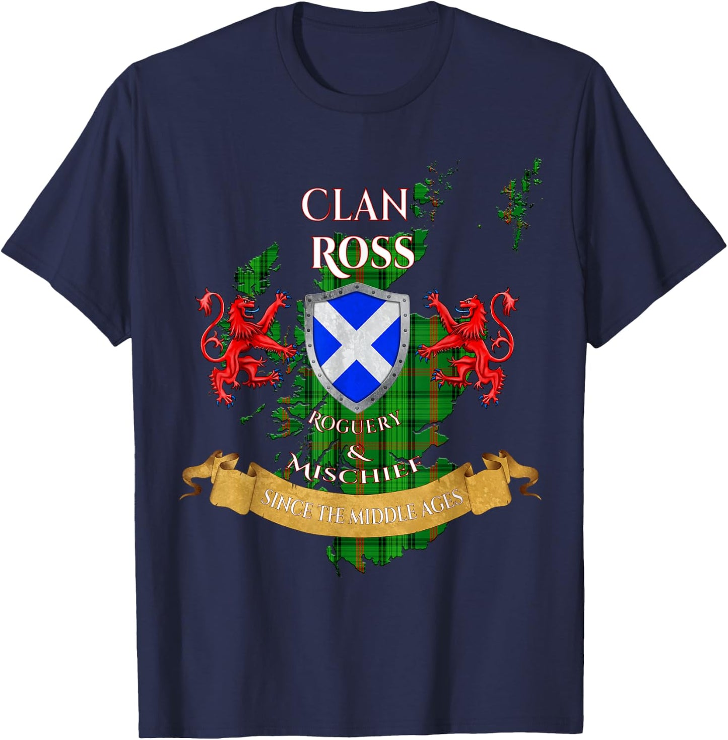Ross Scottish Family Clan Middle Ages Mischief T-Shirt - T-Shirt | Navy