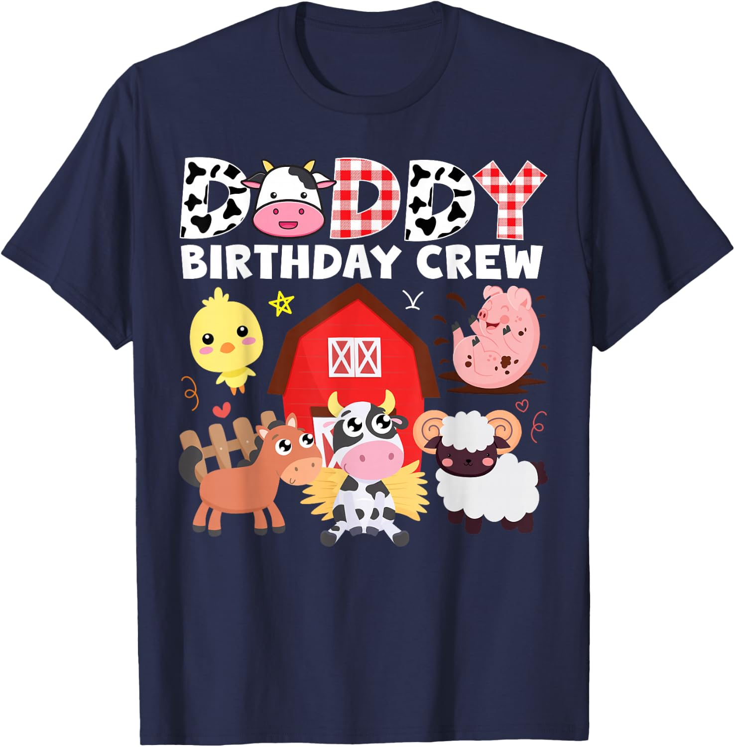 Cow Daddy Birthday Crew Farm Theme Animals Birthday Party T-Shirt - T-Shirt | Navy