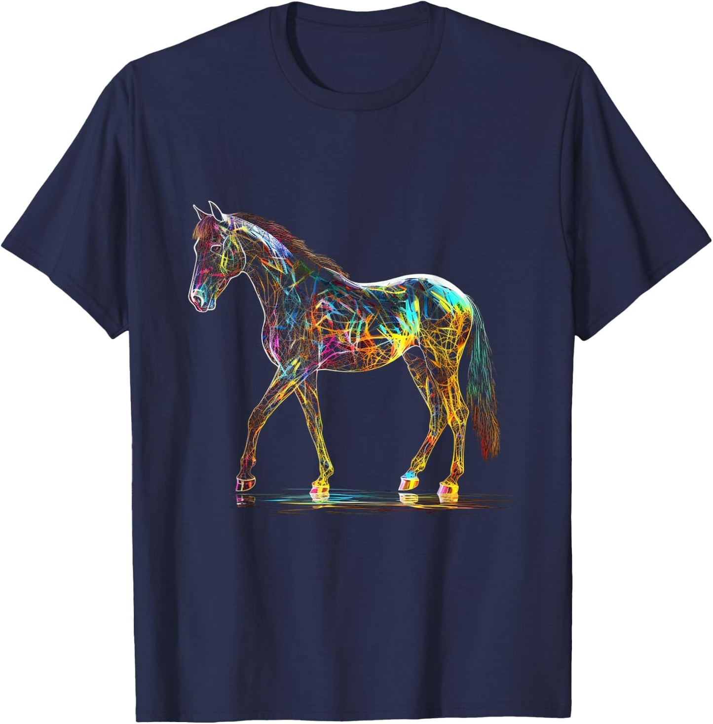 Horse Art Colourful Horse Motif Artwork Horse T-Shirt - T-Shirt | Navy