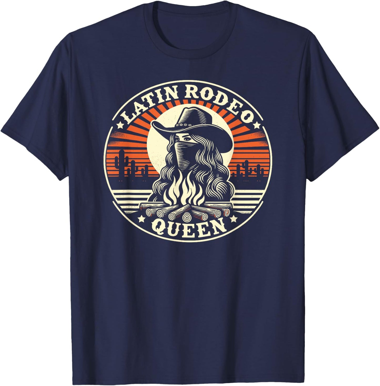 Latin Rodeo Queen, Mexican Latina Cowgirl T-Shirt - T-Shirt | Navy