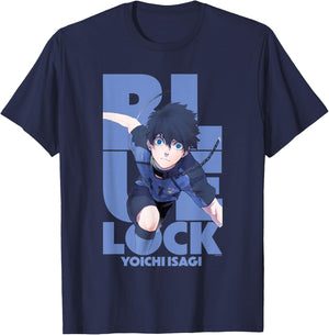 Blue Lock Yoichi Isagi Running Through Big Chest Portrait T-Shirt - T-Shirt | Navy