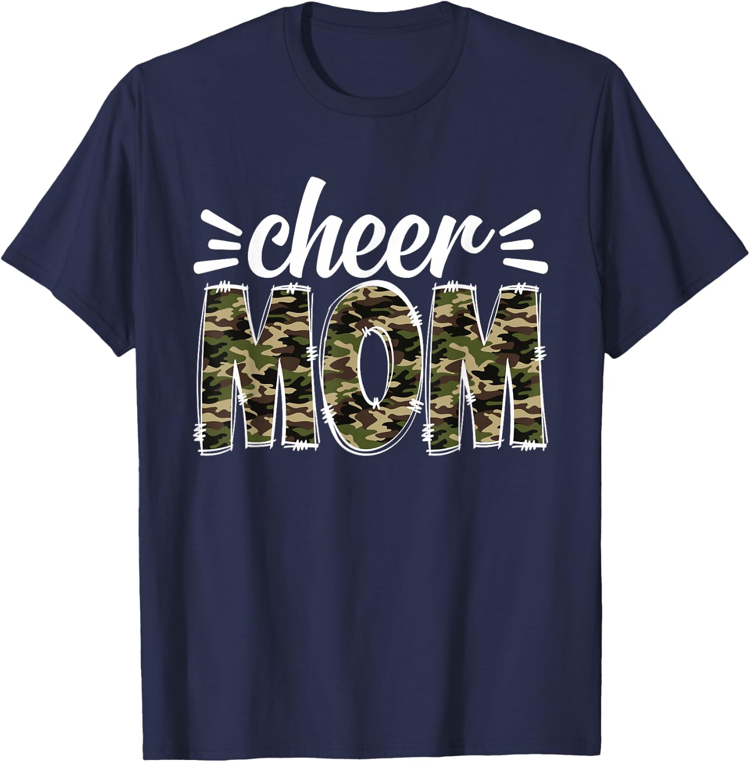 Cheer Mom Camouflage Cheer Crew Cheerleader Mother's Day T-Shirt - T-Shirt | Navy