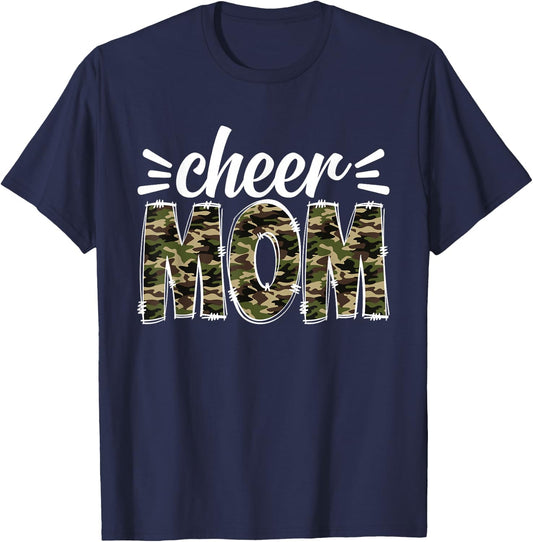 Cheer Mom Camouflage Cheer Crew Cheerleader Mother's Day T-Shirt - T-Shirt | Navy