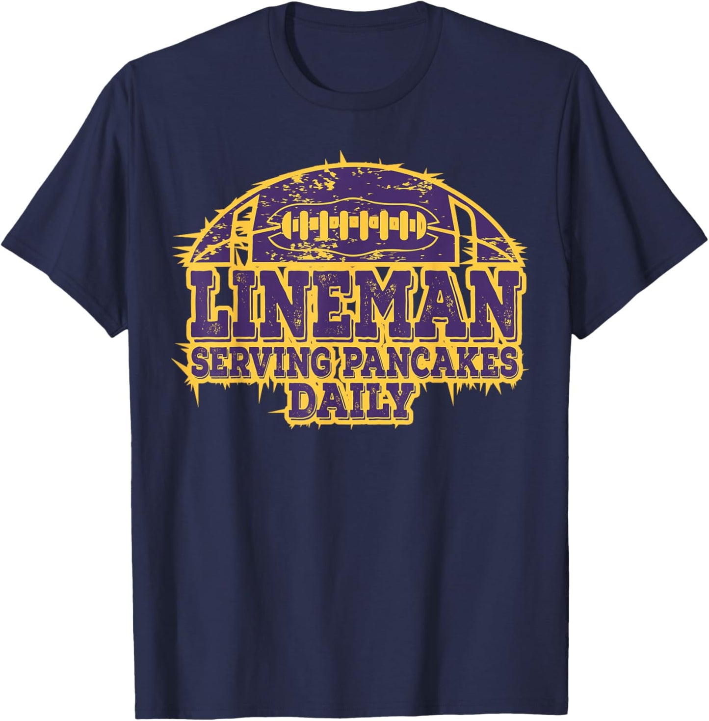 purple football pancake for purple and golds , Black T-Shirt - T-Shirt | Navy