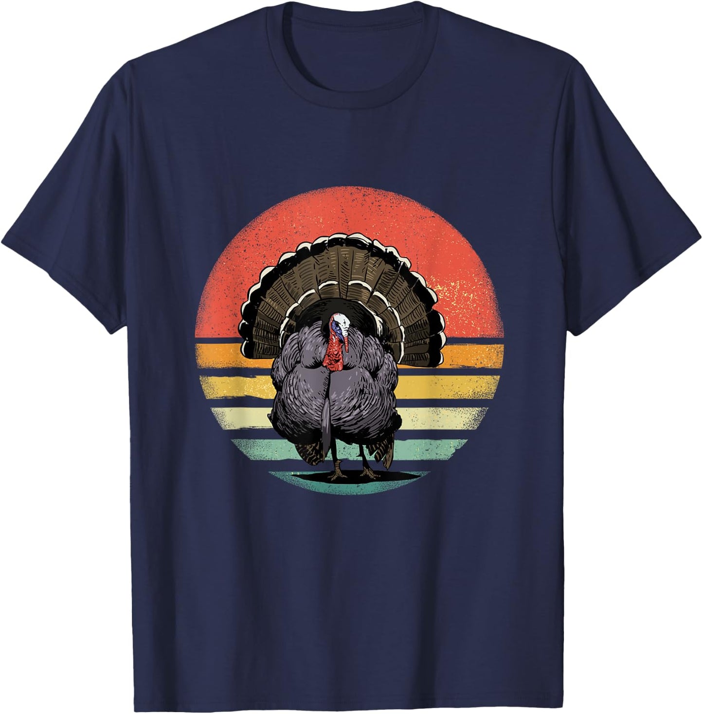Retro Vintage Wild Turkey Bird Thanksgiving Turkey Hunting T-Shirt - T-Shirt | Navy