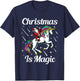 Christmas Is Magic Pajama Cute Santa Riding Unicorn X-Mas T-Shirt - T-Shirt | Navy
