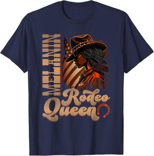 Melanin Rodeo Queen Country African-American Cowgirl T-Shirt - T-Shirt | Navy