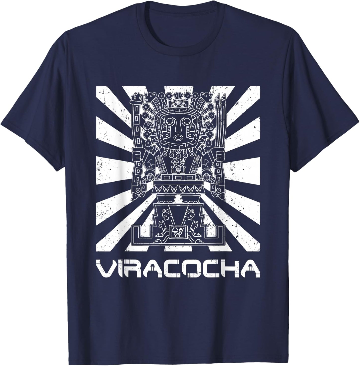 Viracocha Persus Writes Antique Symbols Inca Peru Chicano T-Shirt - T-Shirt | Navy