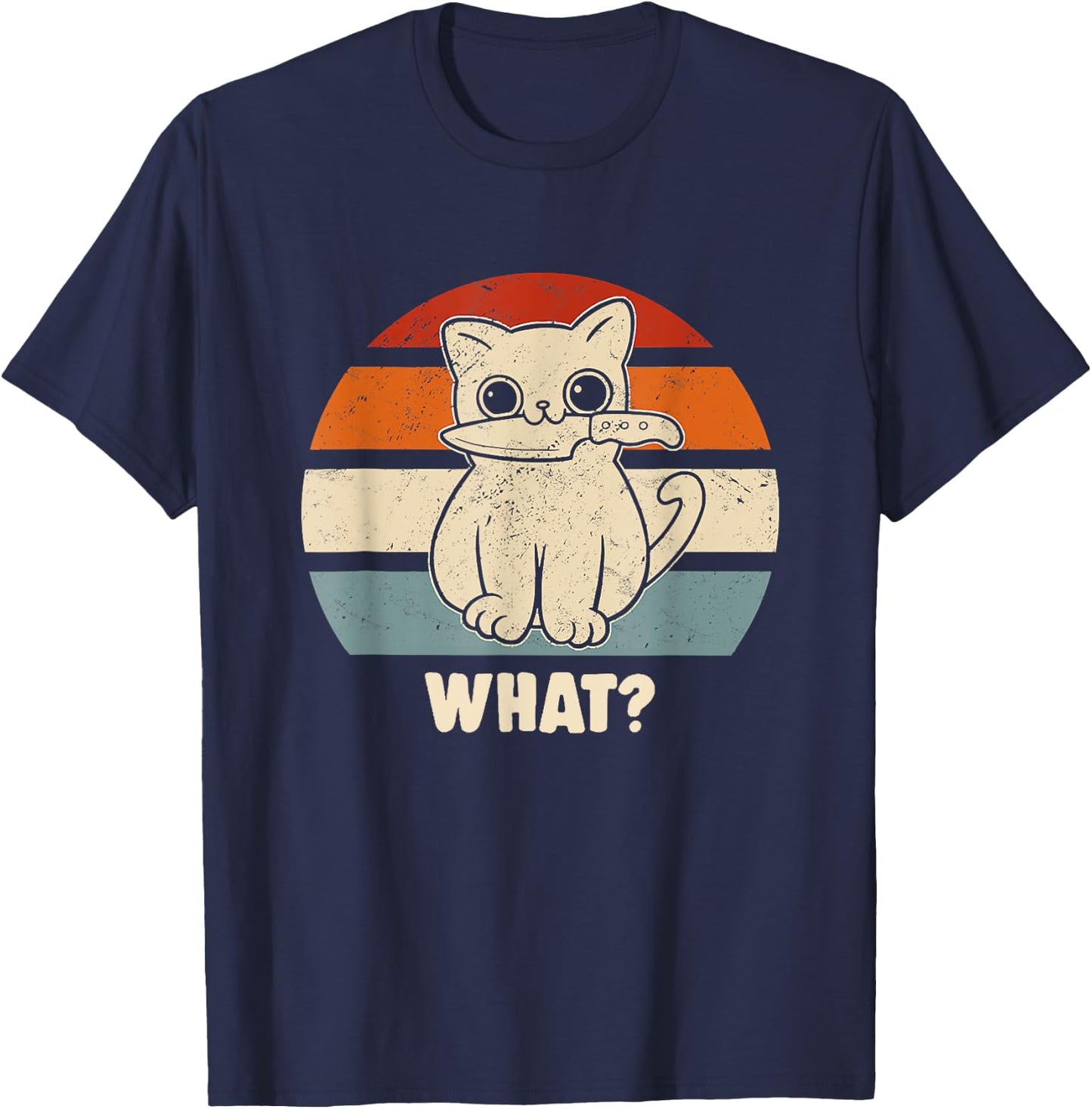 Retro What Cat Knife Meow Kitty Funny Cats Mom And Cat Dad Women T-Shirt - T-Shirt | Navy