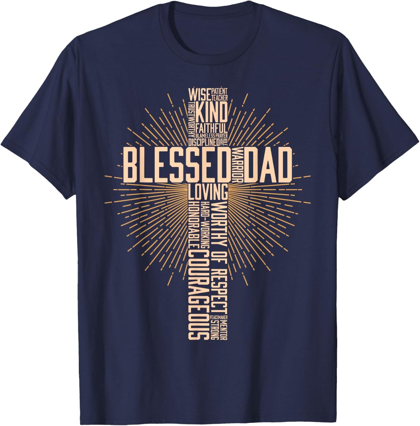 Father's Day Gift Dad Husband Blessed Dad Christian T-Shirt - T-Shirt | Navy