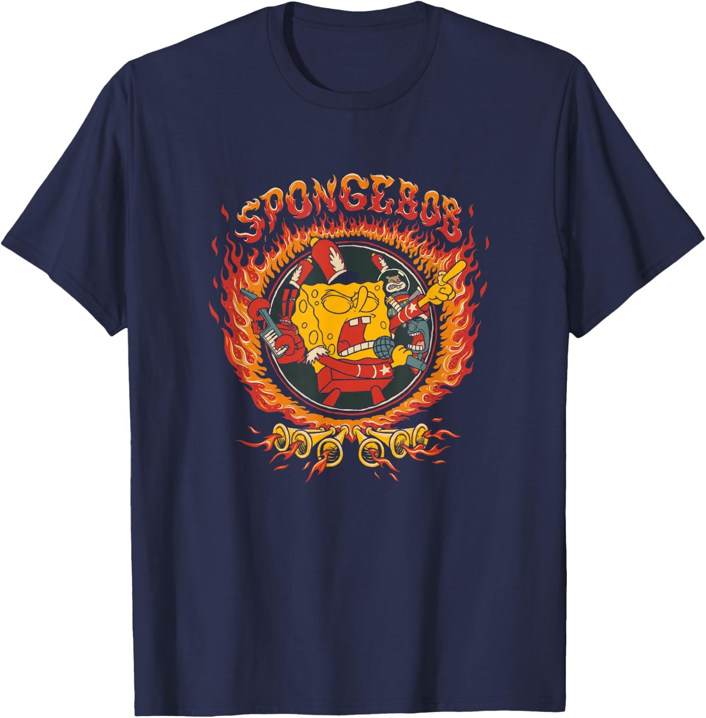 SpongeBob SquarePants Band Geeks Epic Fiery Portrait T-Shirt - T-Shirt | Navy