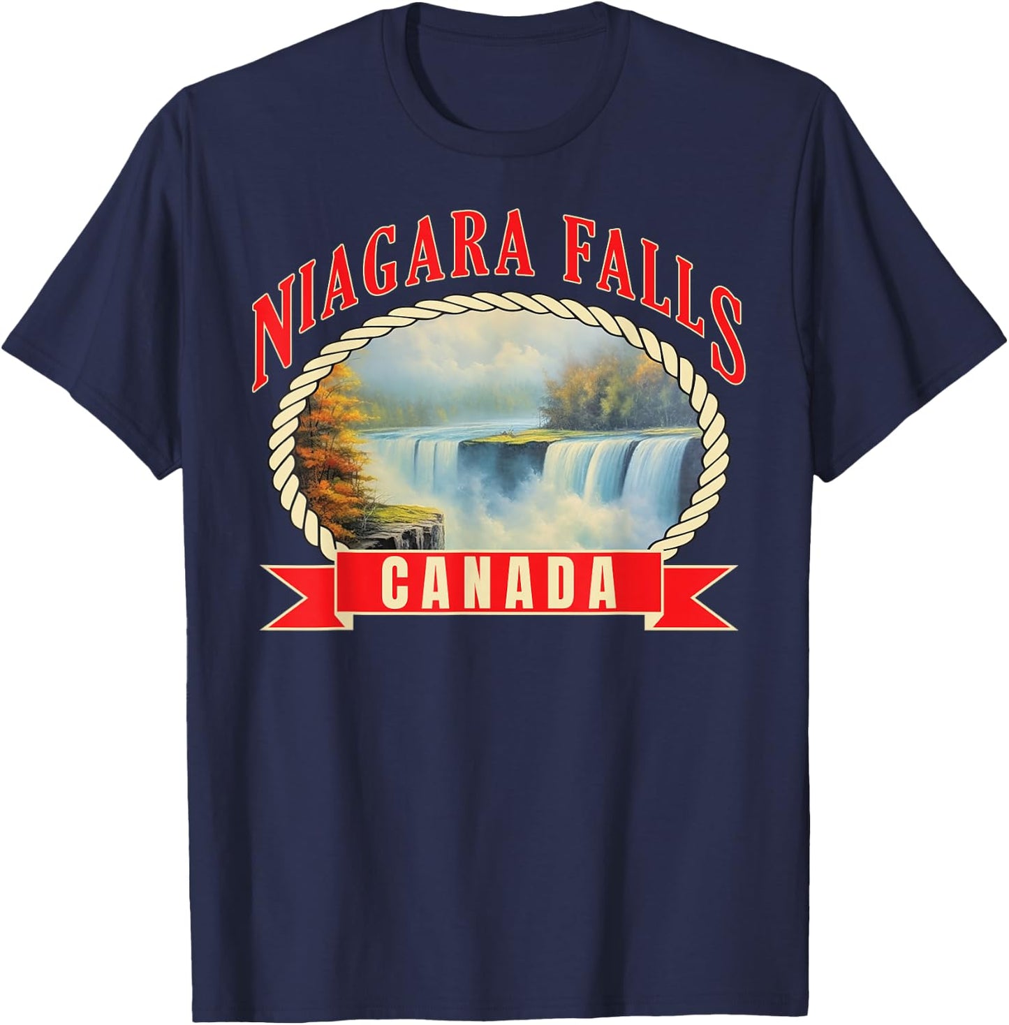 Niagara Falls Canada USA Nature river T-Shirt - T-Shirt | Navy