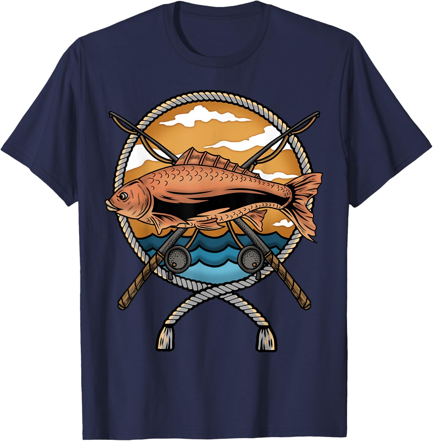 Carp Fish Fisherman Fishing T-Shirt - T-Shirt | Navy
